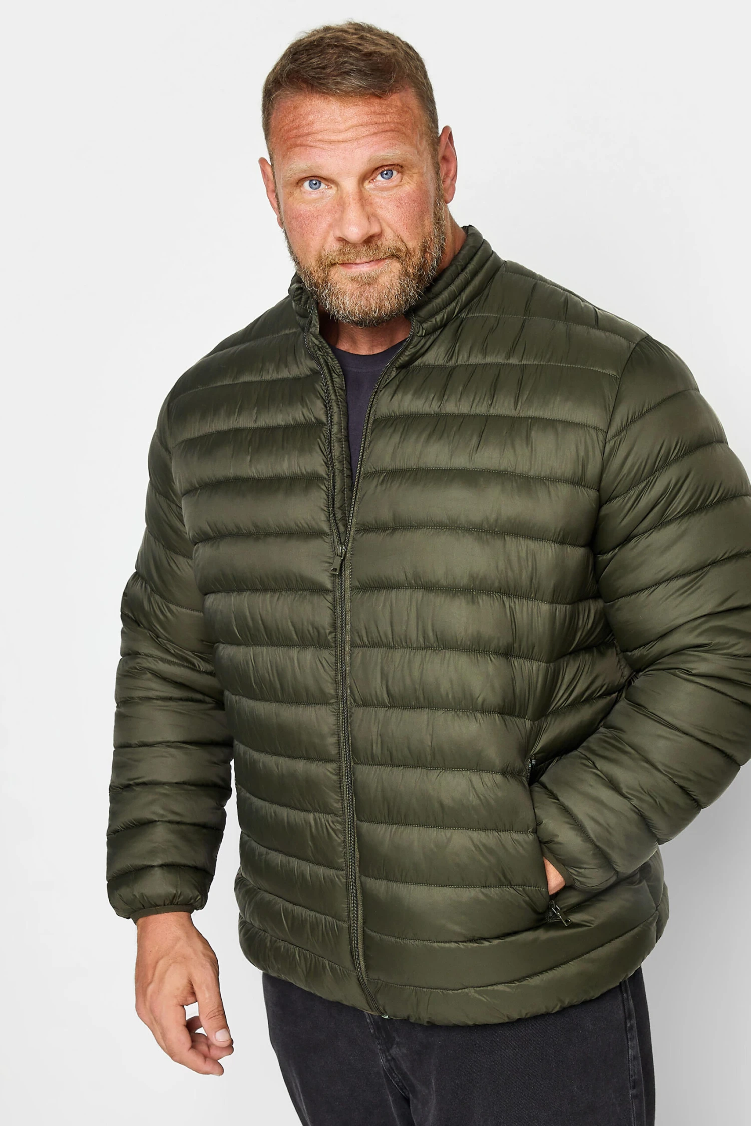 BadRhino Big & Tall Khaki Green Water Resistant Puffer Jacket 2 BadRhino Big & Tall Khaki Green Water Resistant Puffer Jacket - Image 2