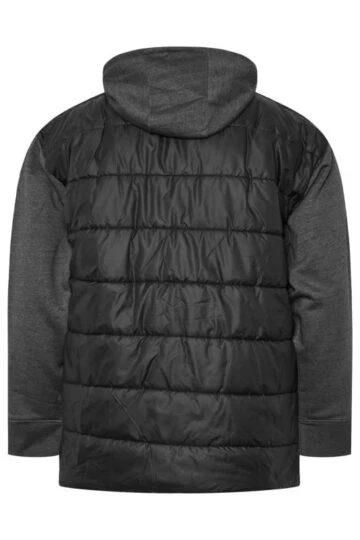 KAM Big & Tall Black Quilted Jersey Sleeve Hoodie
