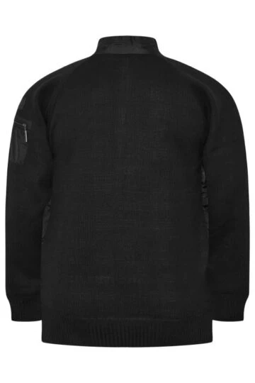 D555 Big & Tall Black Zip Through Fleece Lined Jacket