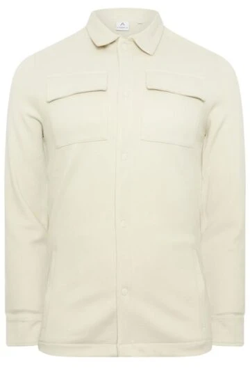 STUDIO A Big & Tall Cream Button Down Shacket