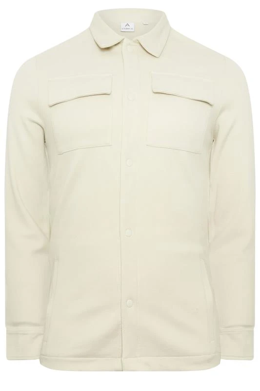 STUDIO A Big & Tall Cream Button Down Shacket