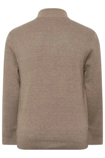 BadRhino Big & Tall Natural Brown Milano Quarter Zip Jumper