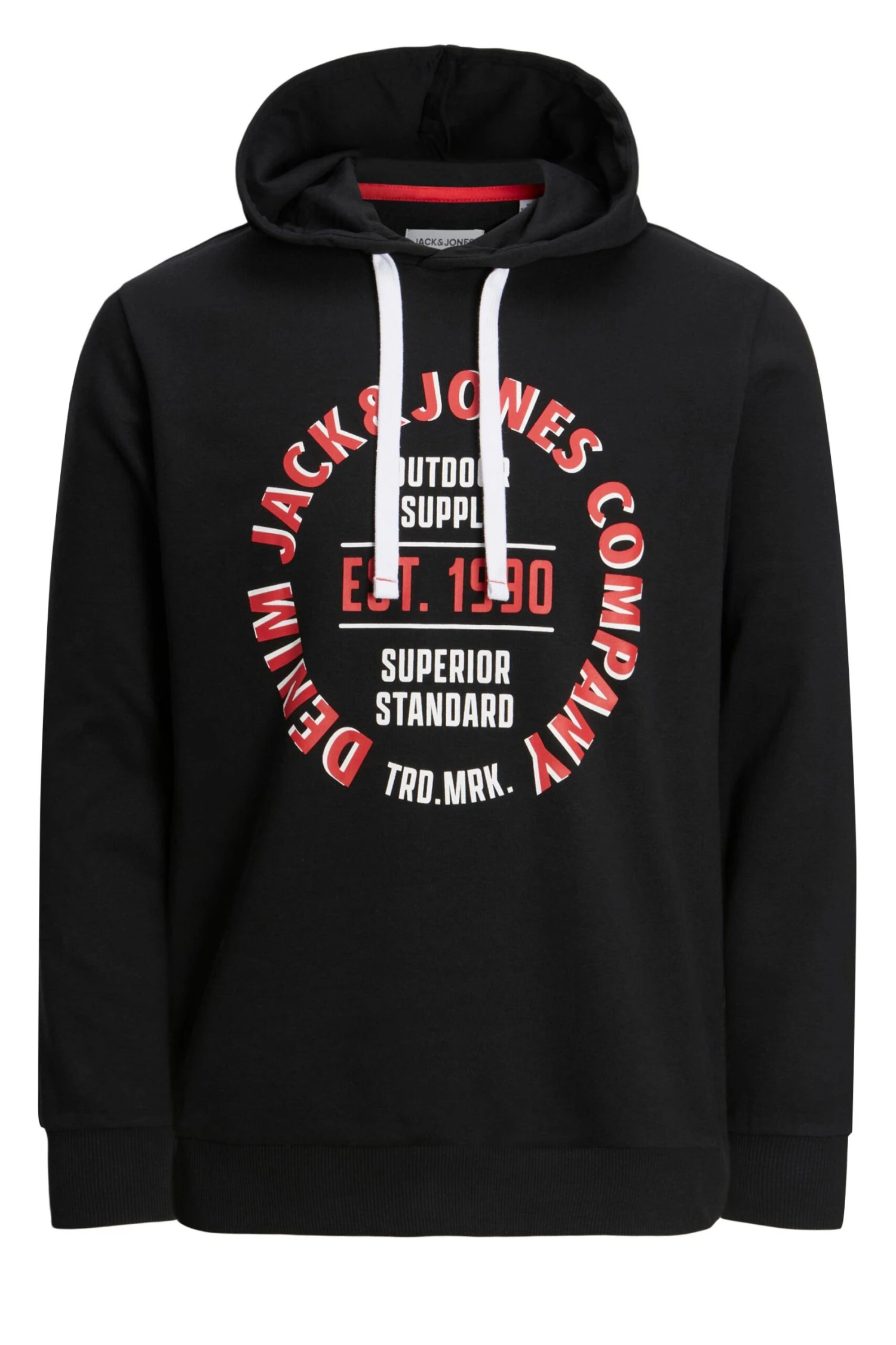 JACK & JONES Big & Tall Black Circular Logo Hoodie 2 JACK & JONES Big & Tall Black Circular Logo Hoodie - Image 2