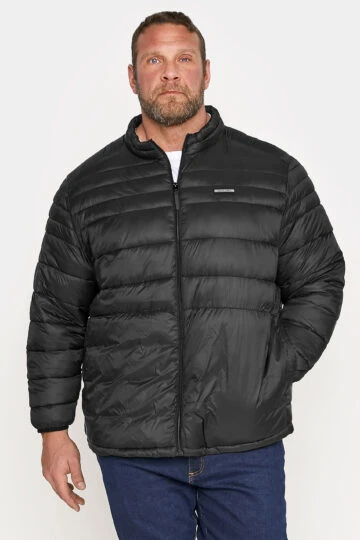 JACK & JONES Big & Tall Black Zip Puffer Jacket