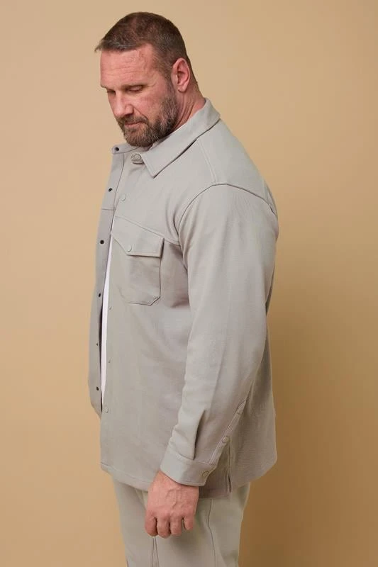 BadRhino Big & Tall Natural Brown Textured Jersey Shacket 2 BadRhino Big & Tall Natural Brown Textured Jersey Shacket - Image 2