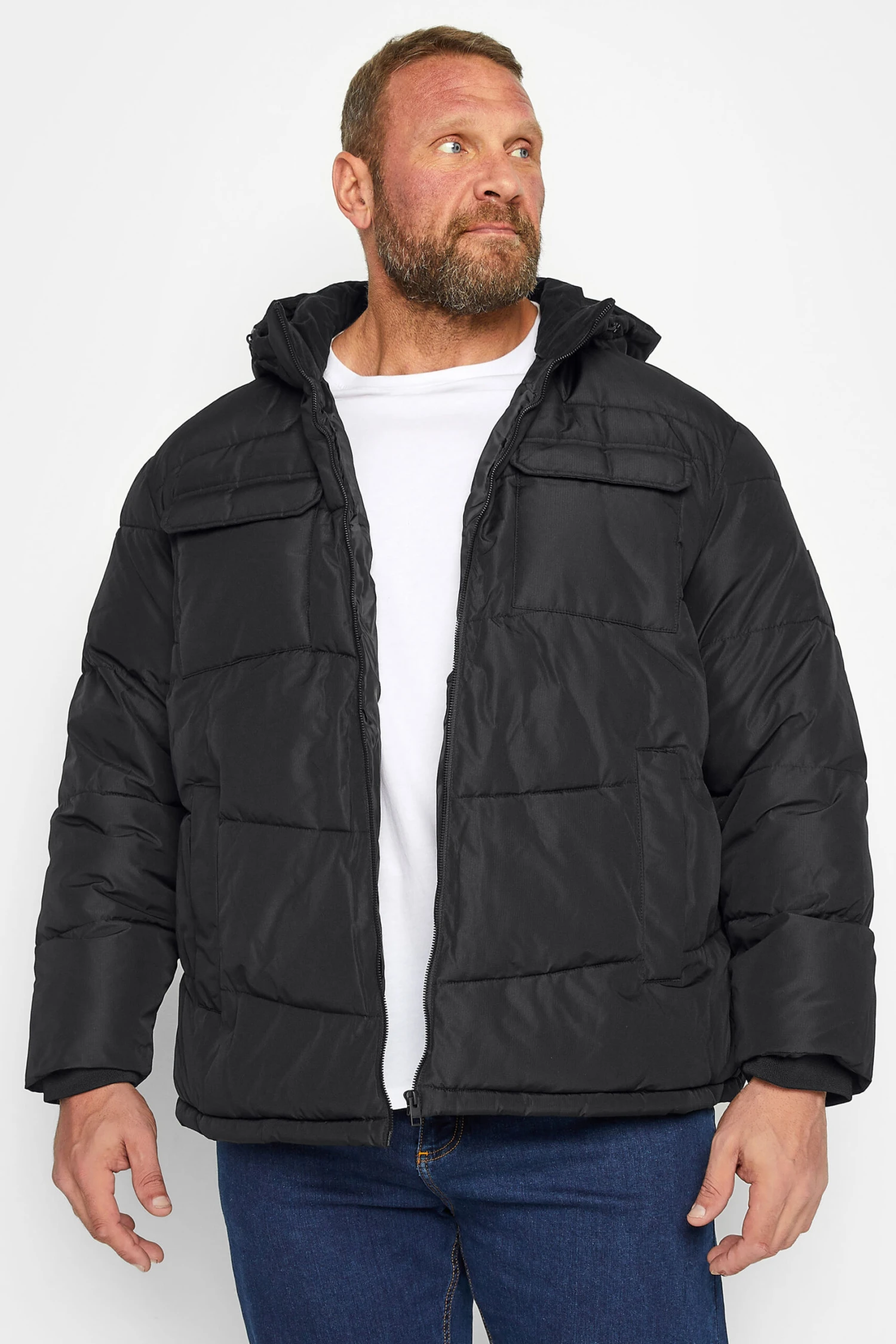 JACK & JONES Big & Tall Black Pocket Puffer Jacket 1 JACK & JONES Big & Tall Black Pocket Puffer Jacket
