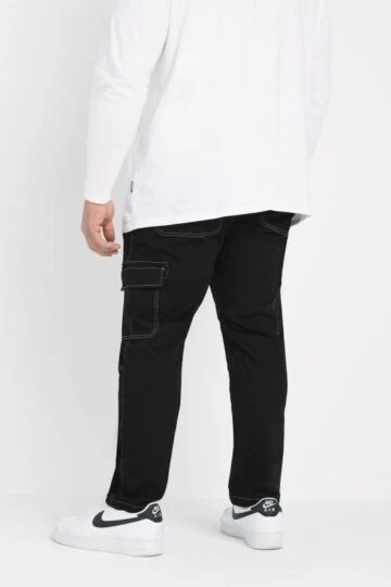 BadRhino Big & Tall Black Contrast Stitch Cargo Jeans