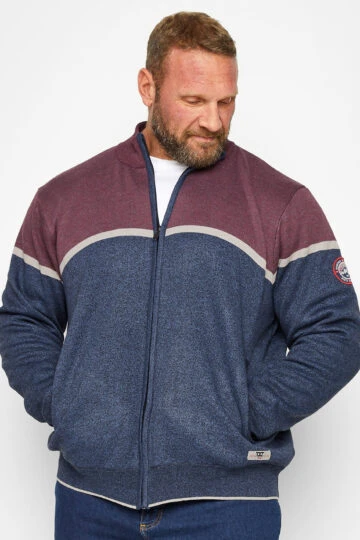D555 Big & Tall Blue & Red Colourblock Fleece