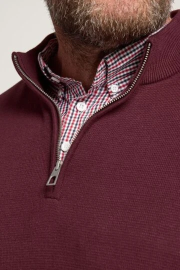 BadRhino Big & Tall Burgundy Red Mock Shirt Milano Quarter Zip Jumper