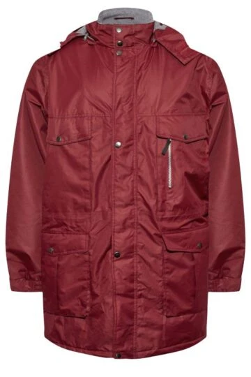 BadRhino Big & Tall Red Fleece Lined Hooded Coat