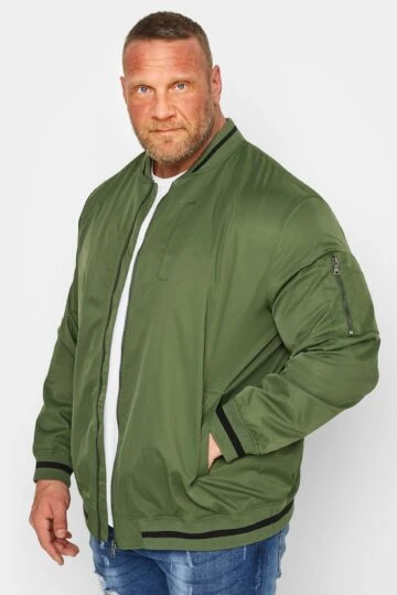 BadRhino Big & Tall Khaki Green Bomber Jacket