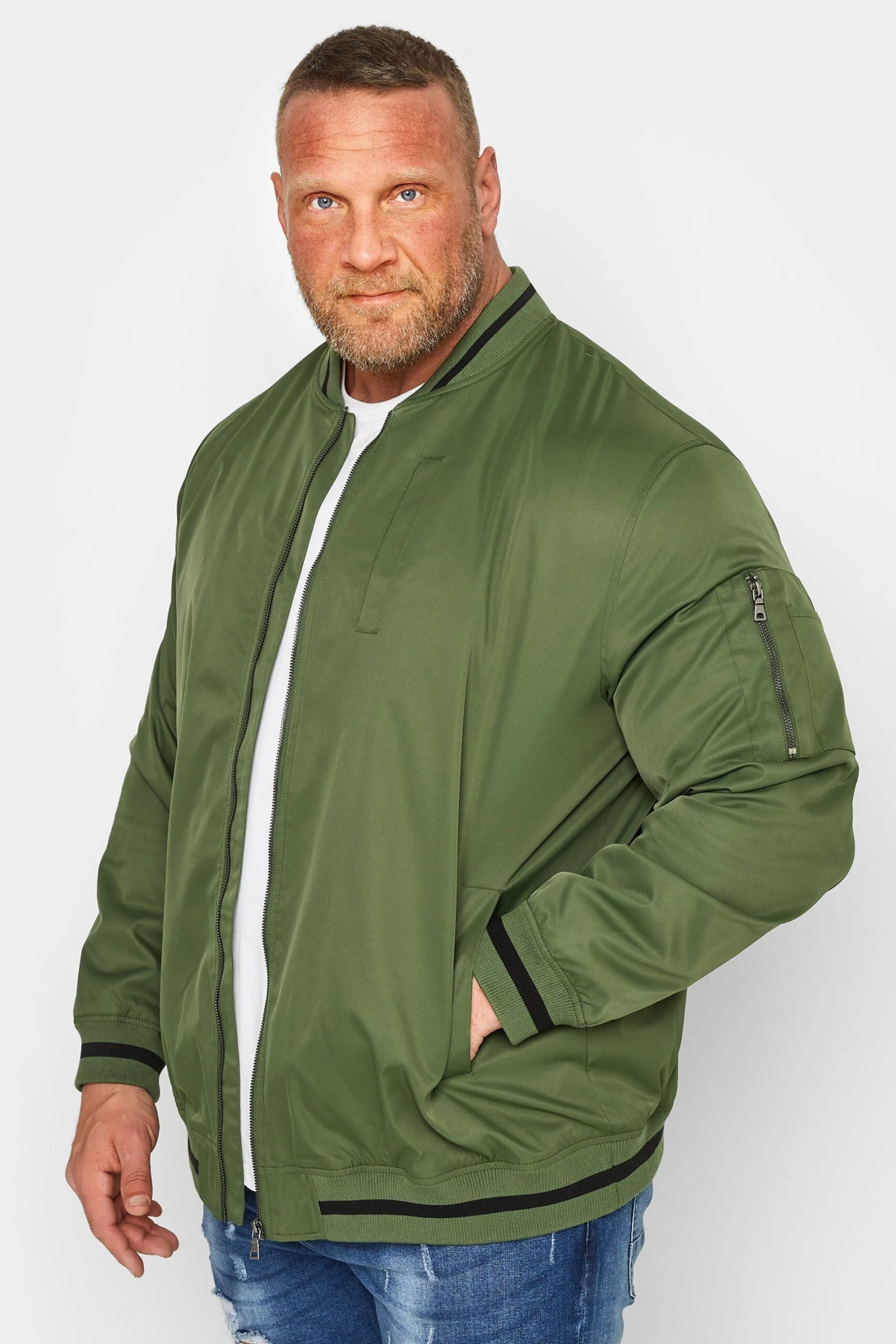 BadRhino Big & Tall Khaki Green Bomber Jacket 1 BadRhino Big & Tall Khaki Green Bomber Jacket