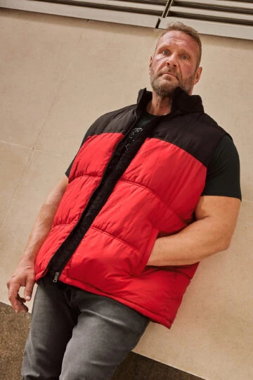 BadRhino Big & Tall Red Colourblock Padded Gilet
