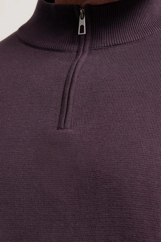 BadRhino Big & Tall Plum Purple Milano Quarter Zip Jumper