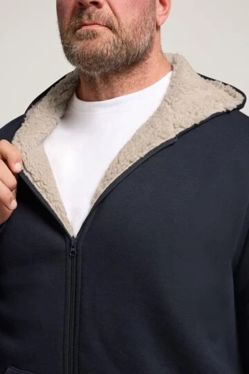 BadRhino Big & Tall Navy Blue Borg Lined Zip Through Hoodie