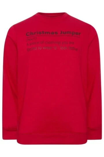 BadRhino Big & Tall Red 'Christmas Jumper' Printed Sweatshirt
