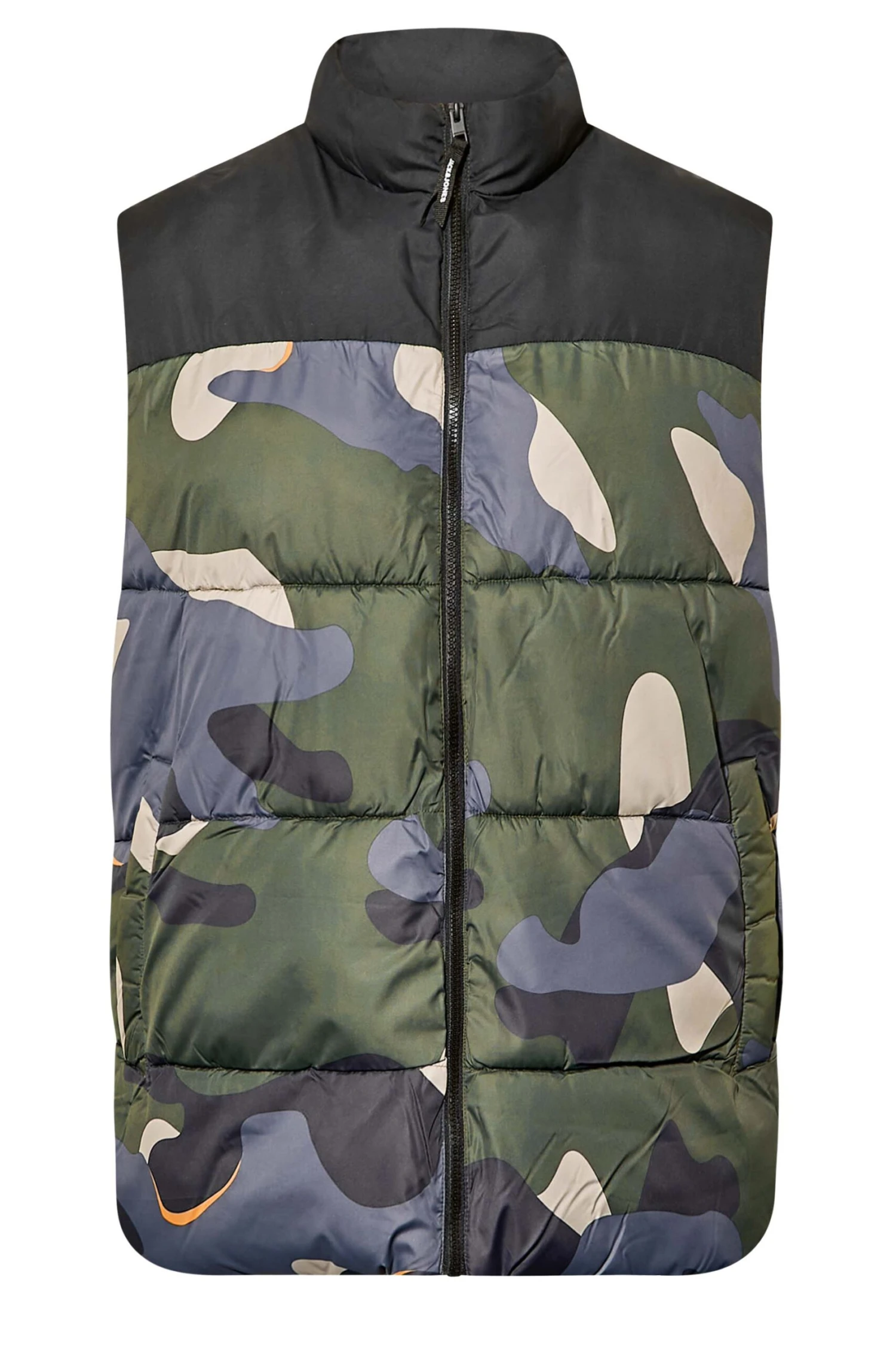 JACK & JONES Big & Tall Black Camo Gilet 3 JACK & JONES Big & Tall Black Camo Gilet - Image 3