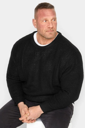 JACK & JONES Big & Tall Black Knitted Jumper
