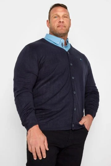 BadRhino Big & Tall Navy Blue Knitted Cardigan