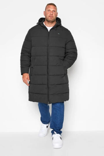 BadRhino Big & Tall Black Longline Hooded Jacket