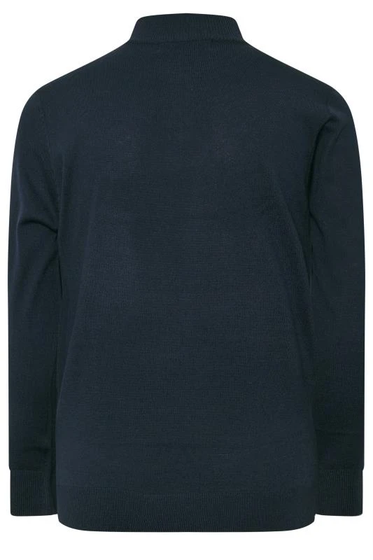 BadRhino Big & Tall Navy Blue Knitted Polar Bear Quarter Zip Jumper 2 BadRhino Big & Tall Navy Blue Knitted Polar Bear Quarter Zip Jumper - Image 2
