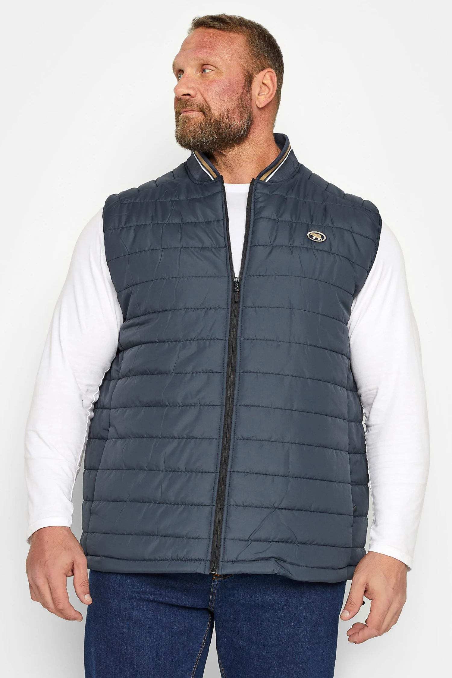 D555 Big & Tall Navy Blue Padded Puffer Gilet 2 D555 Big & Tall Navy Blue Padded Puffer Gilet - Image 2