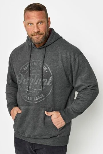 KAM Big & Tall Charcoal Grey 'Original' Overhead Hoodie