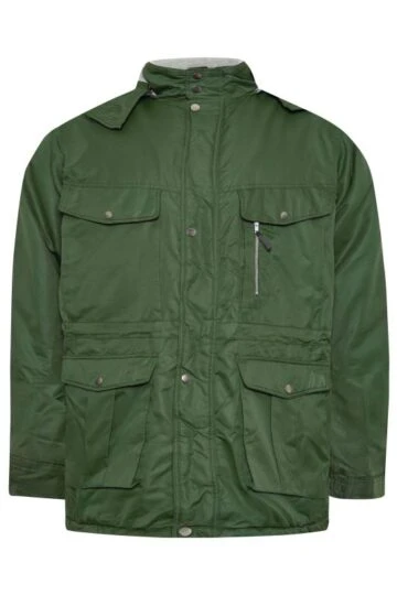 BadRhino Big & Tall Green Fleece Lined Hooded Coat