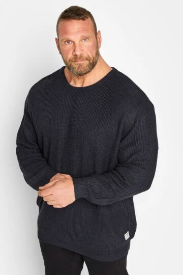 JACK & JONES Big & Tall Navy Blue Knitted Jumper