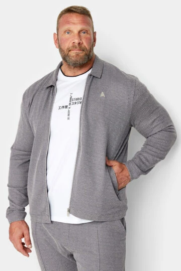 STUDIO A Big & Tall Grey Zip Through Jacket