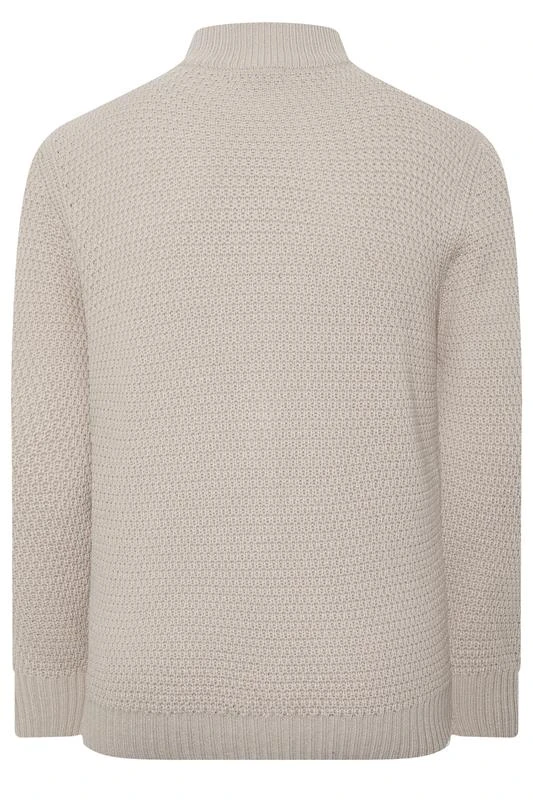 BadRhino Big & Tall Natural Brown Wool Zip Through Jumper 3 BadRhino Big & Tall Natural Brown Wool Zip Through Jumper - Image 3
