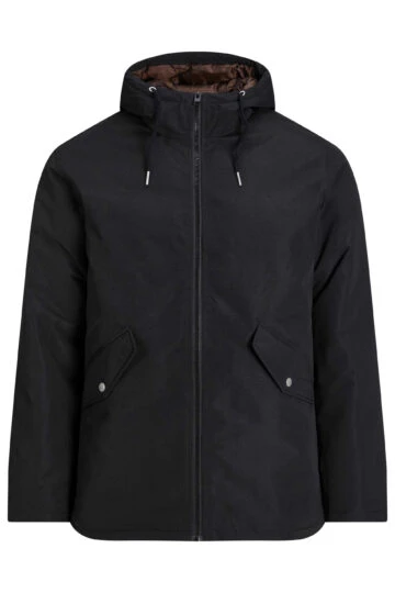 JACK & JONES Big & Tall Black Hooded Parka Jacket