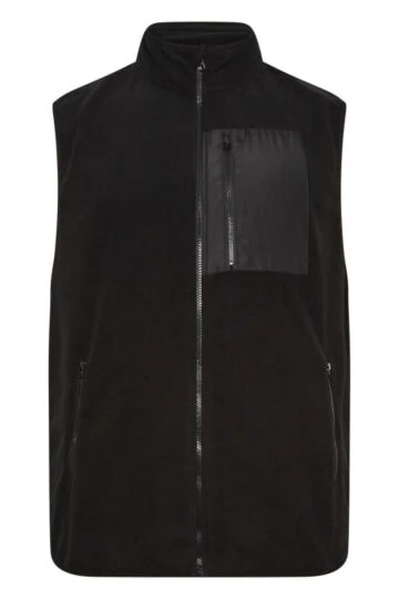 BadRhino Big & Tall Black Fleece Pocket Gilet
