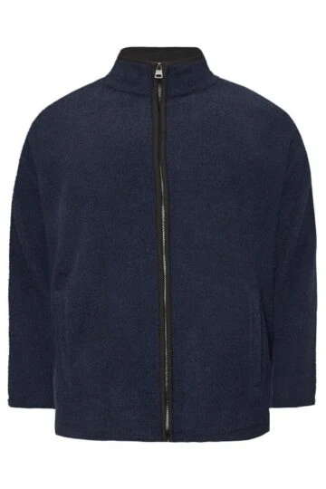 BadRhino Big & Tall Navy Blue Textured Zip Through Fleece