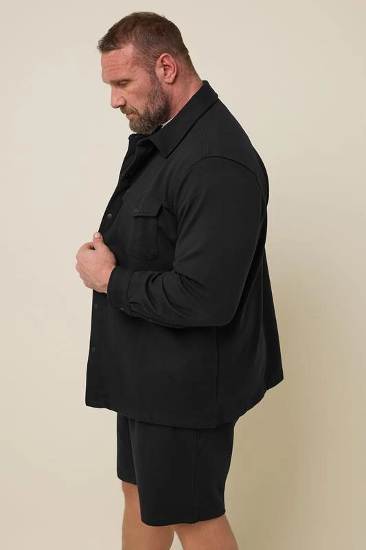 BadRhino Big & Tall Black Textured Jersey Shacket