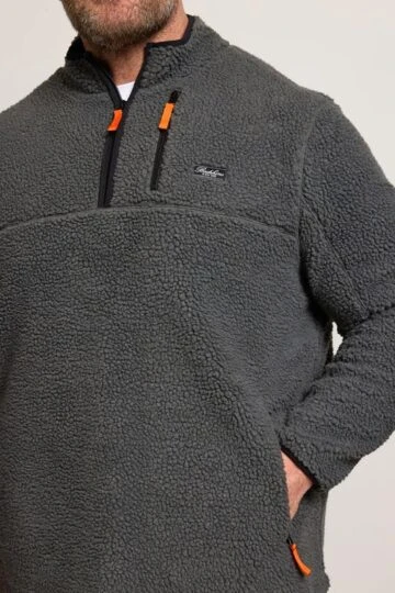 BadRhino Big & Tall Grey Sherpa Quarter Zip Fleece