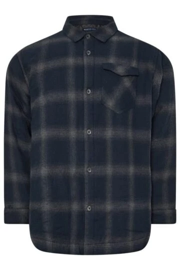 BadRhino Big & Tall Blue Check Print Lined Shacket