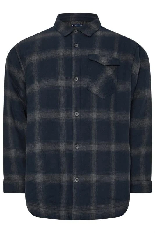 BadRhino Big & Tall Blue Check Print Lined Shacket