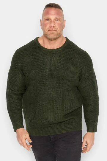 JACK & JONES Big & Tall Khaki Green Knitted Jumper