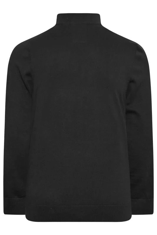 LUKE 1977 Big & Tall Black Quarter Zip Knit Jumper