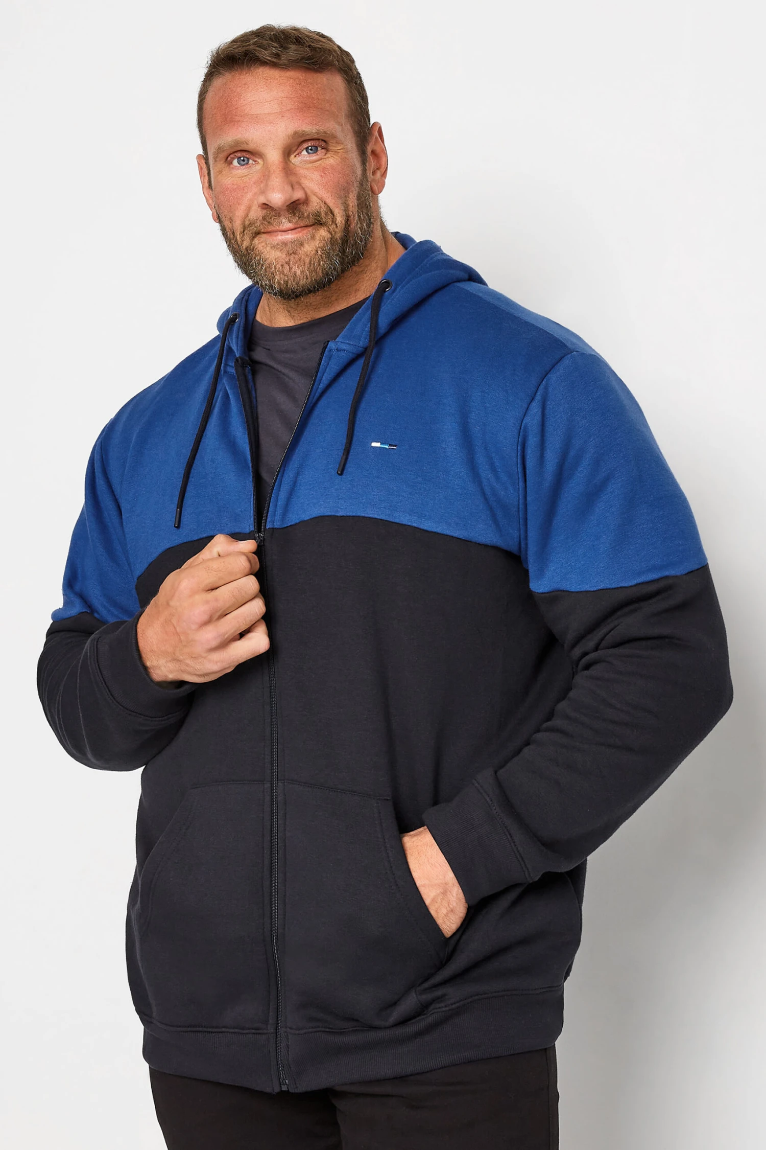 Men’s Everyday Style – Building a Wardrobe That Works for Every Occasion 3 BadRhino Big & Tall Navy Blue Cut & Sew Zip Through Hoodie