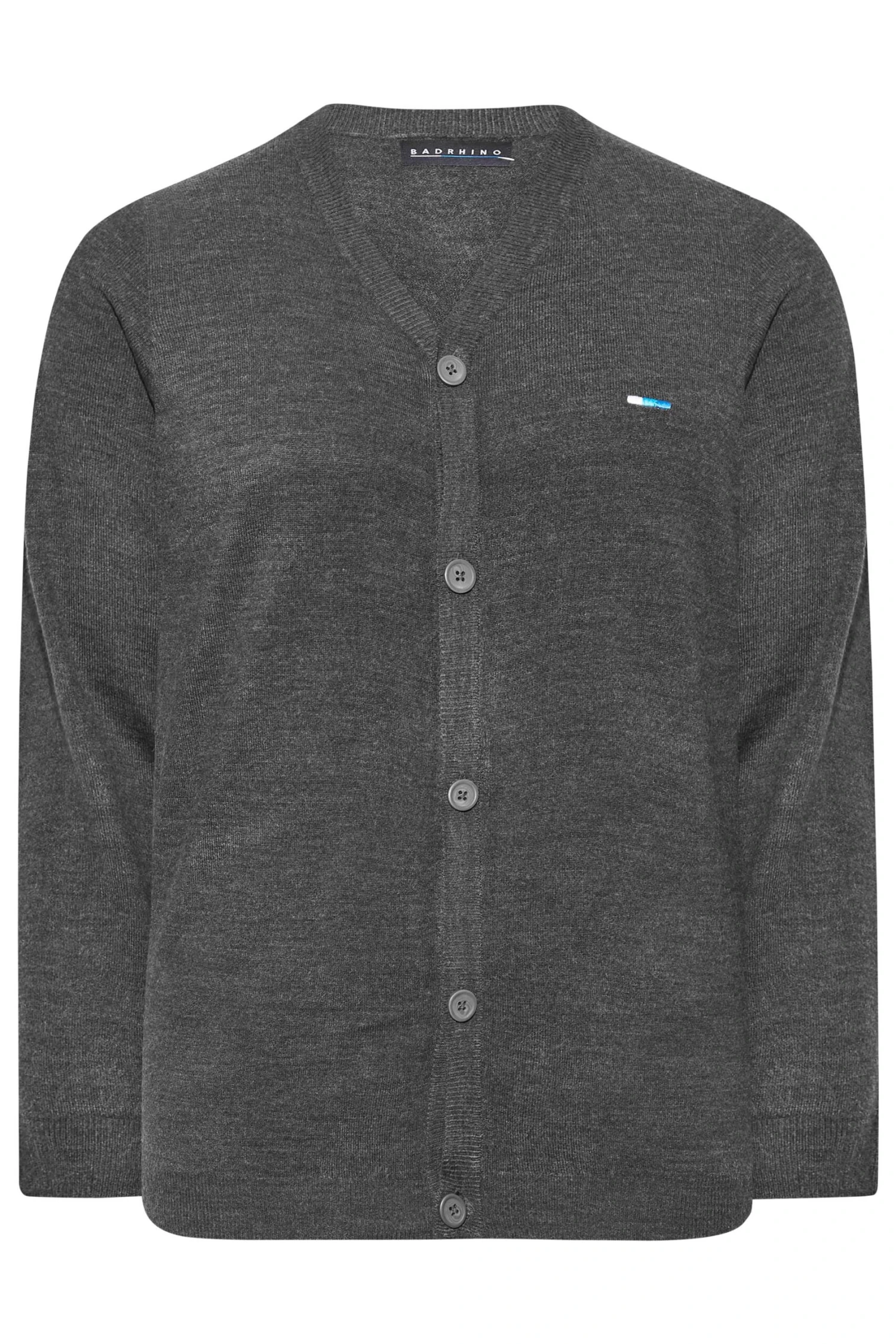 BadRhino Big & Tall Charcoal Grey Knitted Cardigan 3 BadRhino Big & Tall Charcoal Grey Knitted Cardigan - Image 3