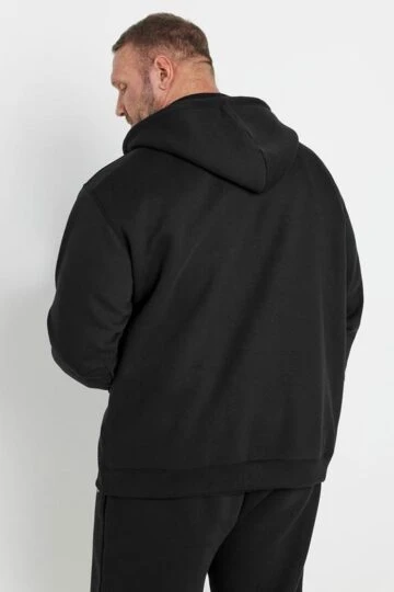 IronRhino Big & Tall Black 'Rest Day' Zip Through Hoodie