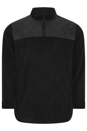 BadRhino Big & Tall Black Quarter Zip Quilted Fleece Jacket