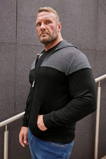 BadRhino Big & Tall Black Colourblock Zip Through Sweatshirt