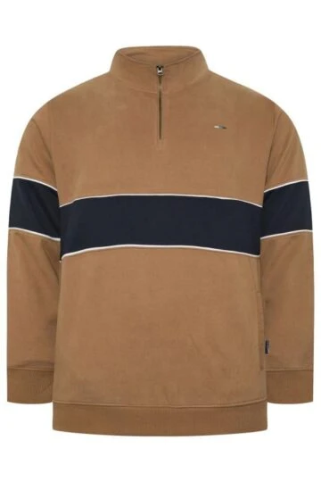 BadRhino Big & Tall Tan Brown Quarter Zip Sweatshirt