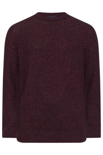 BadRhino Big & Tall Burgundy Red Crew Neck Knitted Jumper