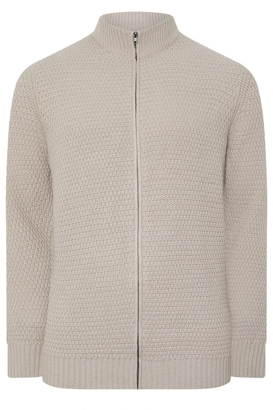 BadRhino Big & Tall Natural Brown Wool Zip Through Jumper 2 BadRhino Big & Tall Natural Brown Wool Zip Through Jumper - Image 2