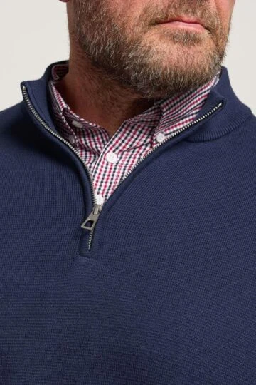 BadRhino Big & Tall Navy Blue Mock Shirt Milano Quarter Zip Jumper