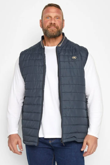 D555 Big & Tall Navy Blue Padded Puffer Gilet